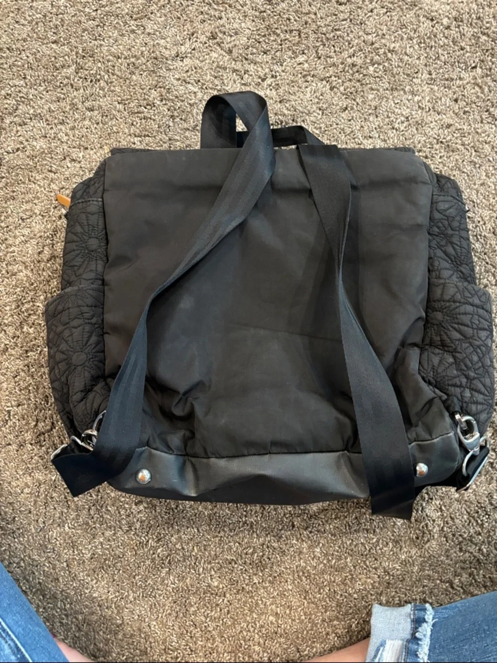Petunia Pickle Bottom Quilted Floral Diaper Backpack / Bag - Black